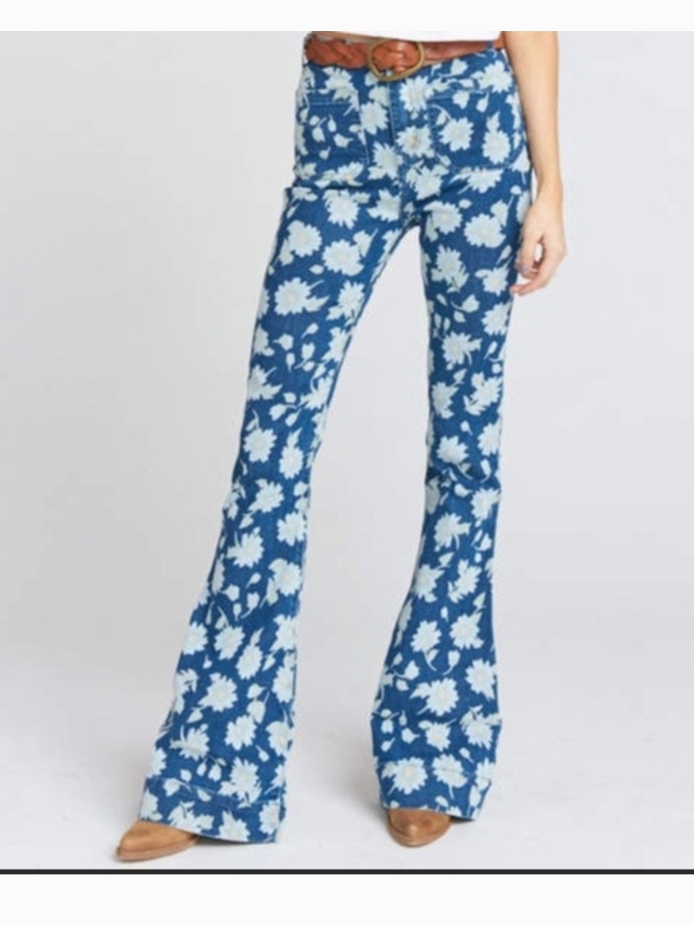 SHOW ME YOUR MUMU Farrah Daisy Print Bell Bottom Trousers Jeans Size 26